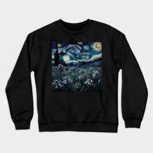 Enchanted Flower Garden Night: Agapanthus Starry Floral Crewneck Sweatshirt